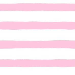 Large Horizontal Painted Stripes White Light Pink