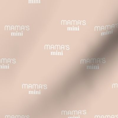 Mama's Mini - dog mom text design funny animal lovers saying on fabric sand beige white nude