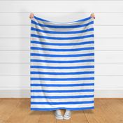 Large Horizontal Painted Stripes White Blue