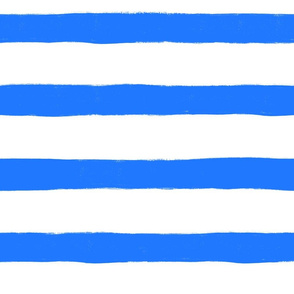 Large Horizontal Painted Stripes White Blue