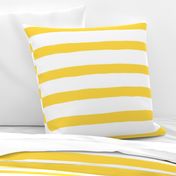 Large Horizontal Painted Stripes White Yellow