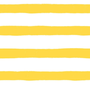 Large Horizontal Painted Stripes White Yellow