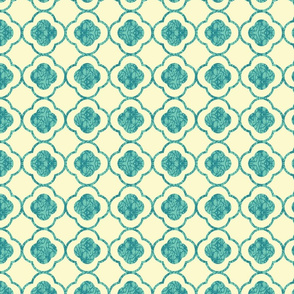 quatrefoil in teal and yellow by rysunki_malunki