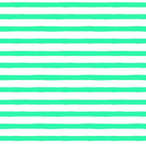 Medium Horizontal Painted Stripes White Turquoise