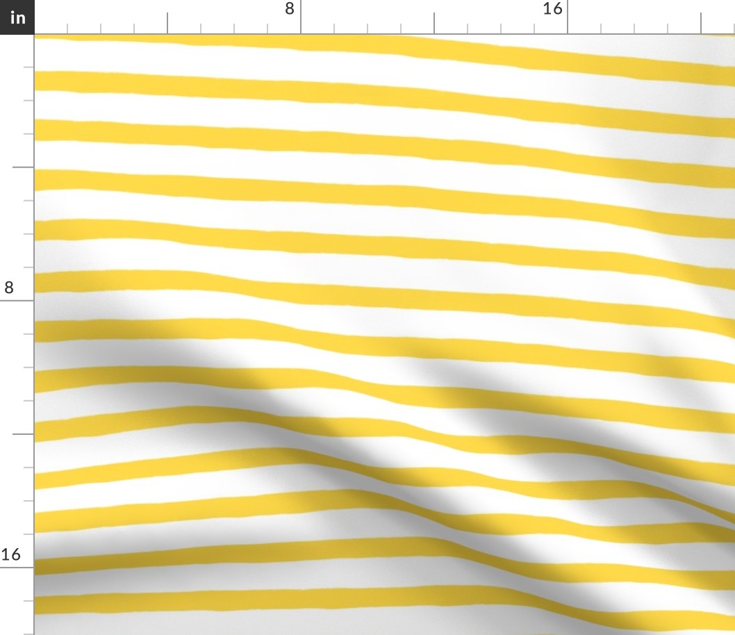 Medium Horizontal Painted Stripes White Yellow