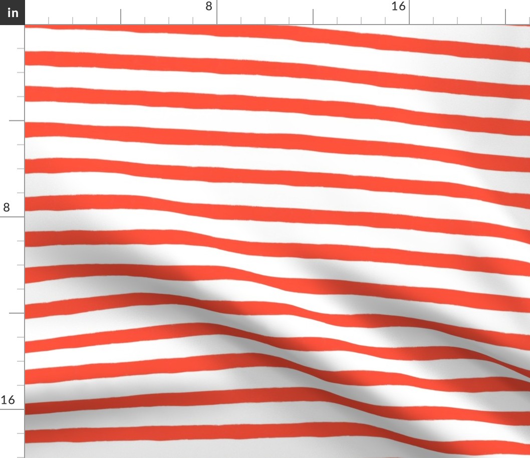 Medium Horizontal Painted Stripes White Red