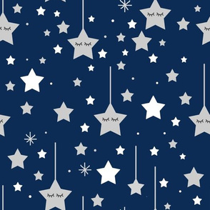Navy Blue Gray Stars