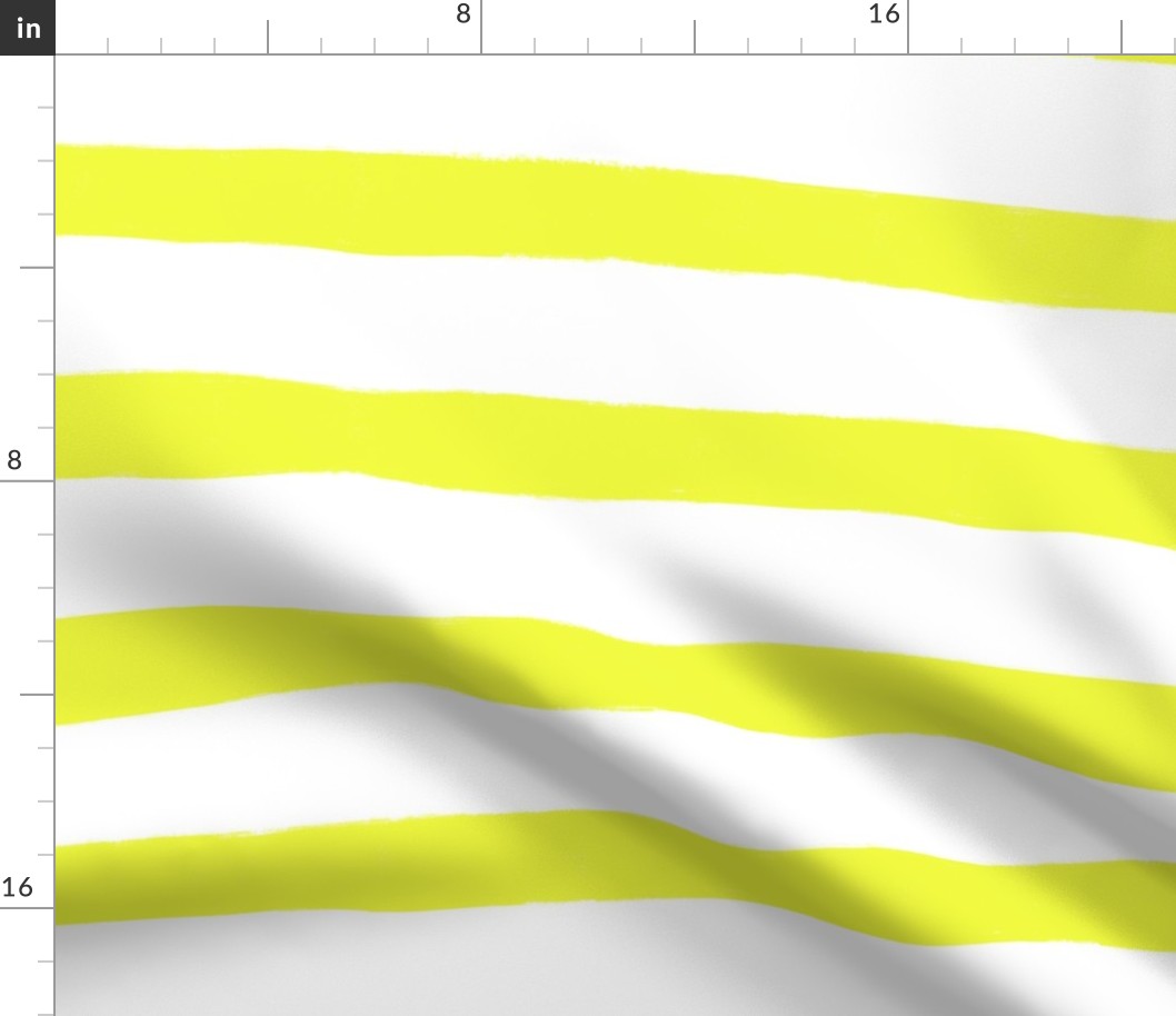 Large Horizontal Painted Stripes White Light Yellow