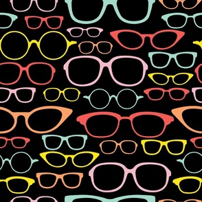 Glasses - Bright Sherbet Multi on Black - LARGE