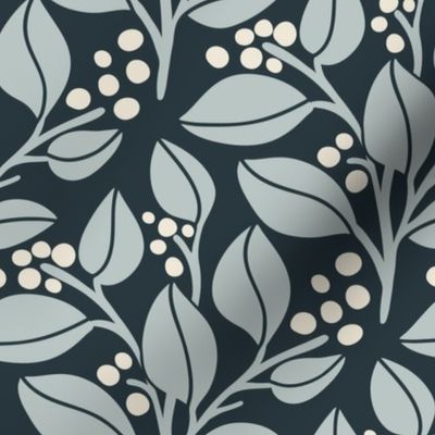 Leafy Berries  -Blue, Navy