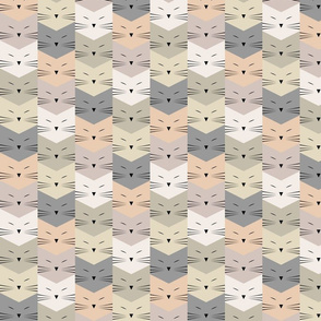 small scale cats - pixie cat modern neutrals - cats fabric