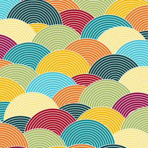 multicolor hills - irregular japanese waves - bohemian color palette