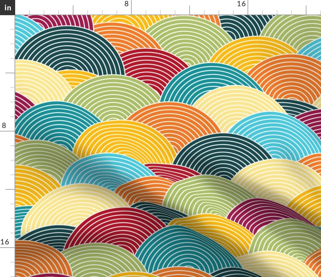 multicolor hills - irregular japanese waves - bohemian color palette