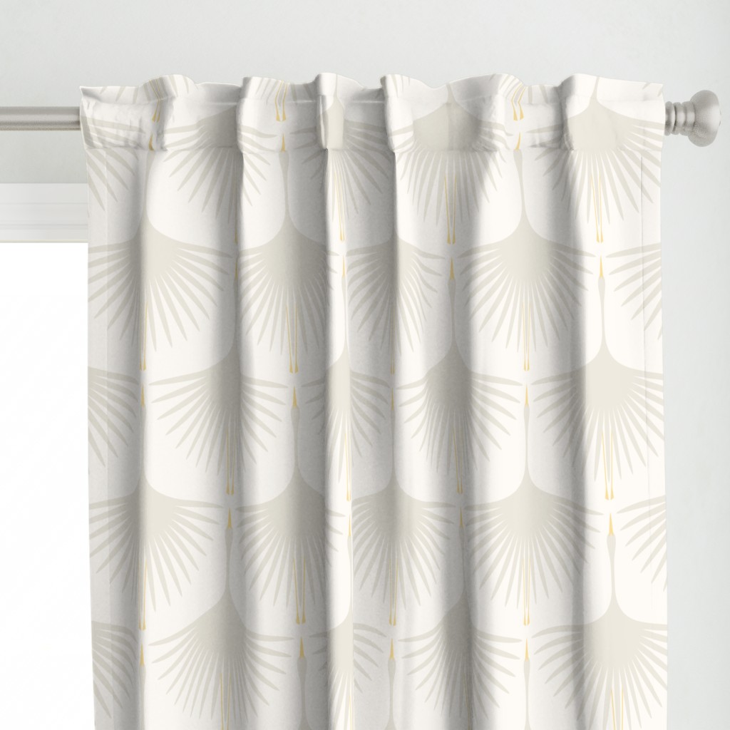 Art Deco Swans - 12" Wide Repeat - Off-White on Off-White