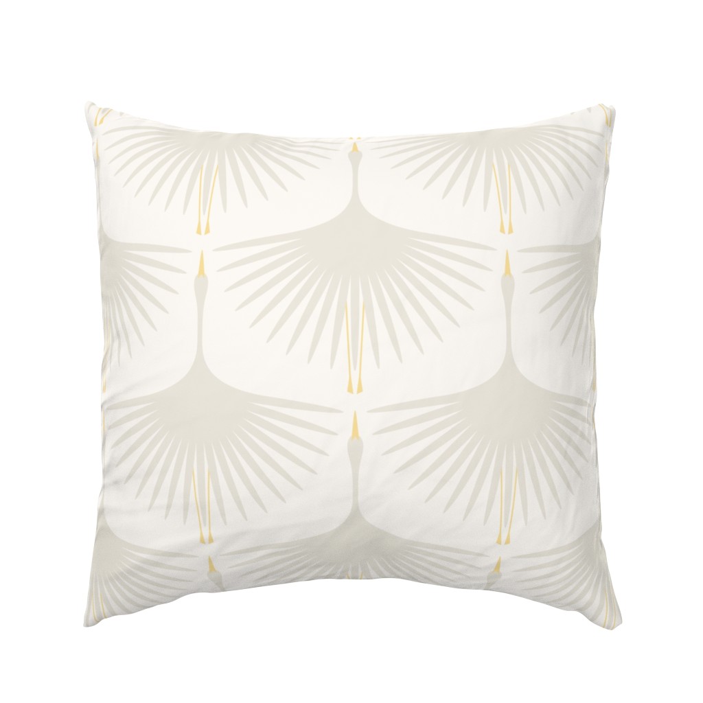 Art Deco Swans - 12" Wide Repeat - Off-White on Off-White