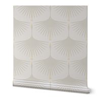 Art Deco Swans - 12" Wide Repeat - Off-White on Off-White