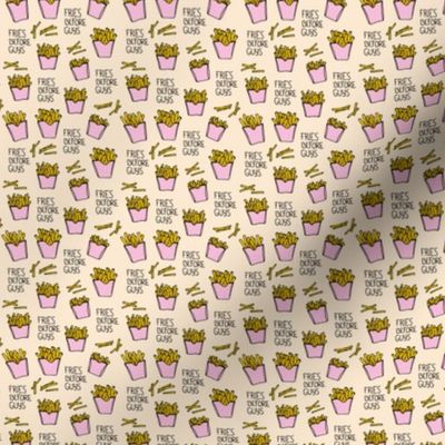Fries before guys female friendship illustration pop art food design yellow pink girls mini 