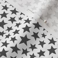 Doodle Stars on White - Small Scale Grey & White