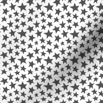 Doodle Stars on White - Small Scale Grey & White