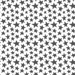 Doodle Stars on White - Small Scale Grey & White