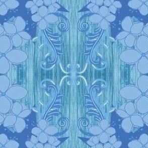 Maximal Abstract blue floral mirror eclectic bubbles 