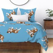 English Bulldogs - Large - Scattered on Blue