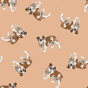 English Bulldogs - Large - Scattered on Peach