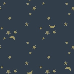 rotated stars and moons // soft gold on 174-16