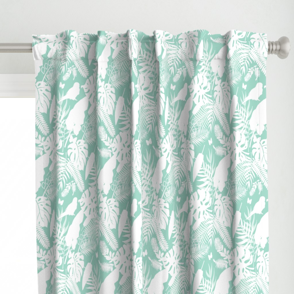 Tropical Jungle Fever - white on mint, medium/large