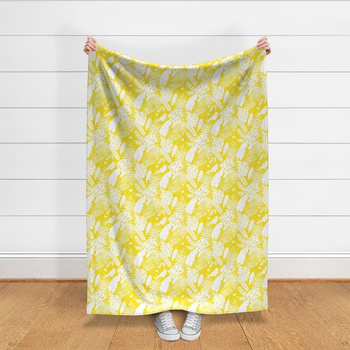 Tropical Jungle Fever - white on sunny yellow, medium/large