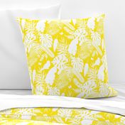 Tropical Jungle Fever - white on sunny yellow, medium/large