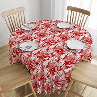 Tropical Jungle Fever - white on crimson, medium/large