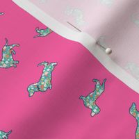 Floral Dachshunds // Bright Pink