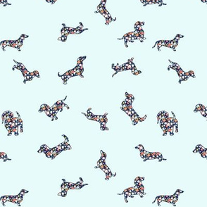 Floral Dachshunds // Mint