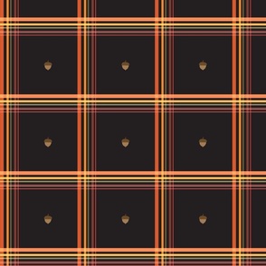 Fall Autumn Plaid with an Acorn - Black