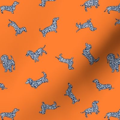 Cheetah Doxies // Navy on Orange 