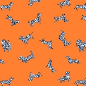 Cheetah Doxies // Navy on Orange 