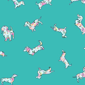 Floral Doxies // Mint on Carribean Blue