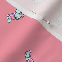 Floral Doxies // Mint on Coral Pink