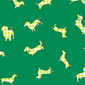 Gingham Doxies // Chartreuse on Kelly Green