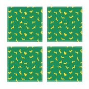 Polka Doxies // Golden Yellow on Kelly Green