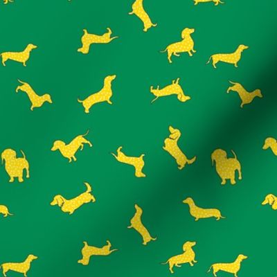 Polka Doxies // Golden Yellow on Kelly Green