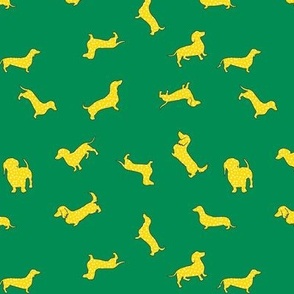 Polka Doxies // Golden Yellow on Kelly Green