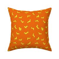 Polka Doxies // Golden Yellow on Orange