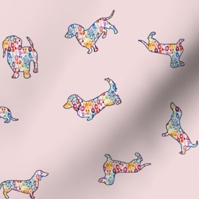 Rainbow Spotty Doxies // Soft Pink