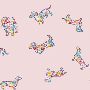 Rainbow Spotty Doxies // Soft Pink