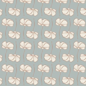 Vintage Florals cream on dusty blue