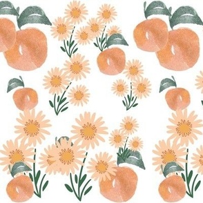 Just out of peach on white with daisies