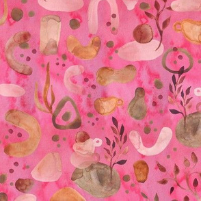 Soft shapes Watercolor Hot Pink Medium scale