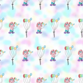 Party Balloon Bunny Multicolor Background 